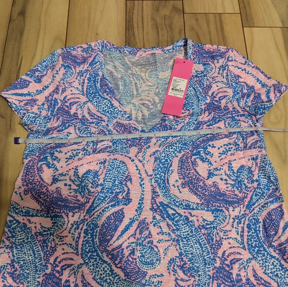 NWT! Lilly Pulitzer Etta Top Coastal Blue Maybe Gator Size XS - Picture 8 of 11